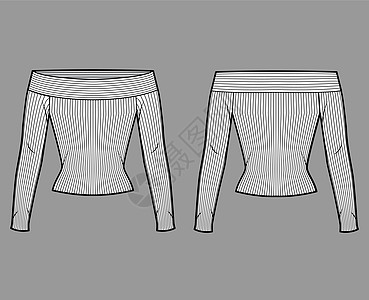 脱肩的肋骨结扎顶级技术时装插图 外形无袖 贴近身体男性女孩织物裙子计算机袖子衬衫绘画棉布图片