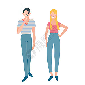 女性和男性卡通人物团体朋友男人卡通片孤独成人手机衣服白色夫妻图片