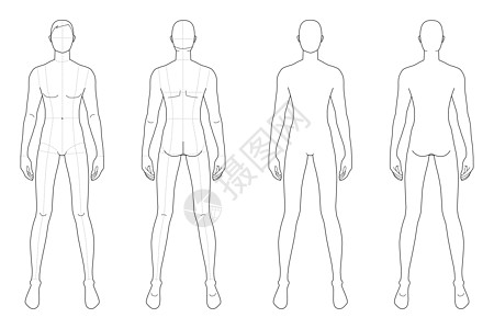 时装模版的常备男子设计师插画插画家收藏插图男人模型人体绘画服饰图片