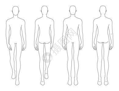 时装模版的站岗和行走男子服饰衣服设计师设计冒充身体模型模板男人绘画图片