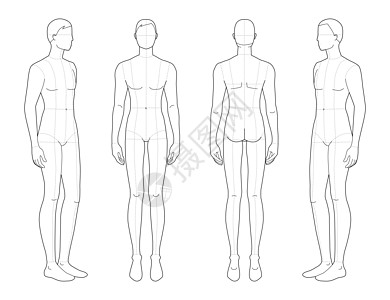 时装模版的常备男子男生设计师男人男性草图腰部冒充模板数字先生图片