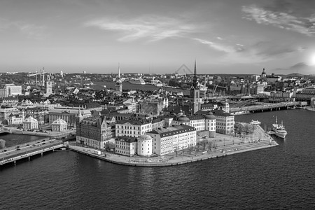 斯德哥尔摩老城市天线 瑞典城市风景首都建筑天际全景景观房子建筑学天空地标旅游图片