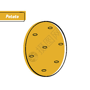 带轮廓的平面棕色土豆教育卡图片
