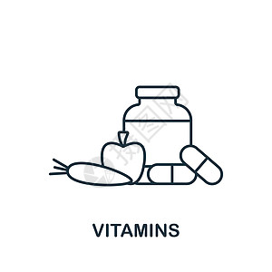 维他命图标 用于模板 网络设计和信息图的线性简单检疫图标图片