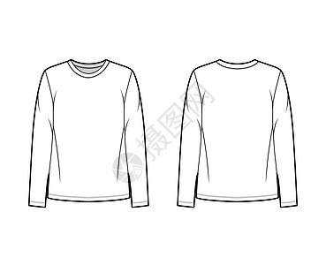 以放松 机组人员领带 长袖和穿短袖 制作棉衫T恤技术时装图解男人身体袖子纺织品针织品衬衫服装球衣计算机草图图片