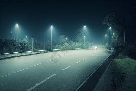 汽车夜间行驶黑暗反射高清图片