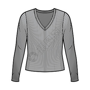 用长袖 超大体积的宽袖 绘制穿V型胸衣毛衣技术时装插图球衣设计袖子服装衬衫计算机男人男性办公室女士图片
