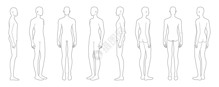 时装模版的常备男子草图腰部平底鞋衣服模板男性男人绘画人体臀部图片