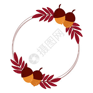 秋天圆环形 有橡树和叶叶图片