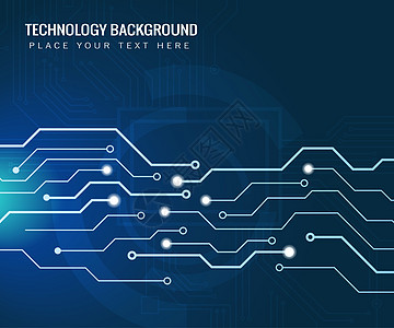 深蓝色矢量母板背景 带有电路板电子元素技术数据海浪插图工程电气蓝色网络创造力概念图片