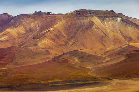 阿塔卡马沙漠 南美智利北部火山干旱地貌和南美洲全景旅游生态旅游山脉普纳国际景观橙色宽慰爬坡背景