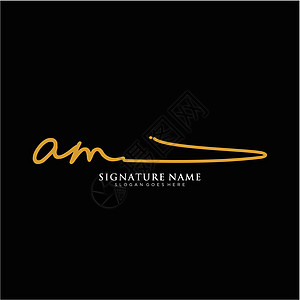 字母 AM 签名标签模板矢量刻字极简主义者身份奢华艺术团队书法写作团体图片