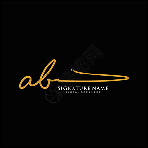 字母 AB 签名标签模板矢量艺术团体写作公司团队商业极简插图夫妻字体图片