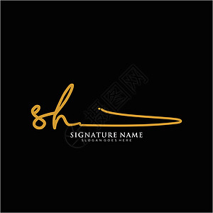 字母 SH 签名标签模板矢量奢华商业夫妻写作团队极简主义者公司刻字团体图片