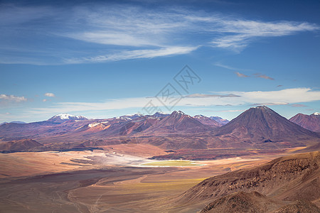 阿塔卡马沙漠 火山 Lejia湖和智利北部干旱地貌地标蓝色高原爬坡宽慰景观风景普纳橙色旅游图片