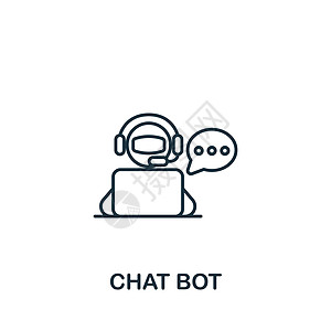 Chat Bot 图标 用于模板 网络设计和信息图的线条简单图标图片