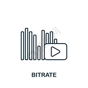 Bitrate 图标 用于模板 网络设计和信息图的线条简单串流图标图片