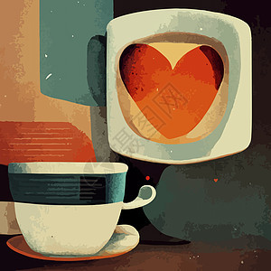 我很喜欢咖啡杯插图 国际咖啡日杯子艺术浓缩饮料杯喝咖啡咖啡背景图片