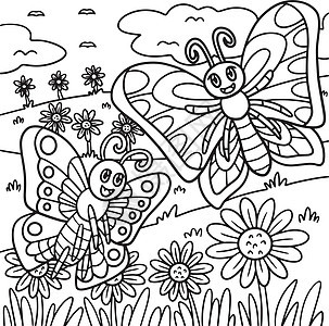 孩子们的蝴蝶动物颜色页面图片