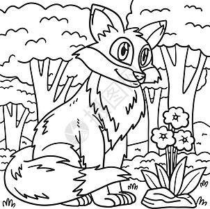Fox 儿童动物颜色页面图片