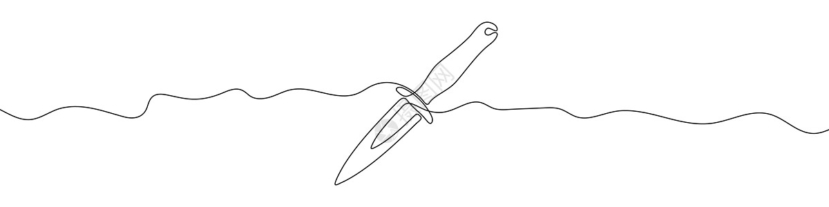 一把刀的连续直线画 刀子线性背景插图手绘午餐艺术草图刀刃烹饪刀具金属线条图片