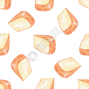 白色背景的水彩干酪无缝结构图案图片