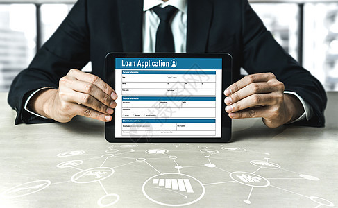 现代数字信息收集在线贷款申请表网上贷款申请表技术文档财产数据监视器网络合同商务小样男人图片