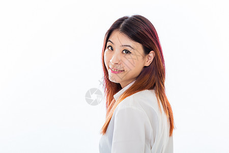 穿临时工服装的亚裔妇女商务办公室管理人员成人工作商界女士快乐企业家微笑图片
