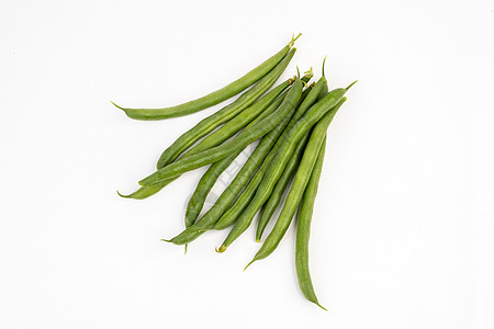 孤立白种背景的绿色法国豆子堆烹饪营养蔬菜生产饮食市场团体白色花园豆类图片
