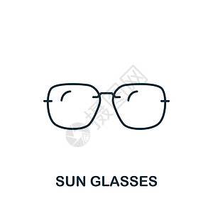 Sun Glases 图标 用于模板 网络设计和信息图的线性简单夏季图标图片