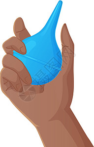 黑人手握着粉红色橡胶灌肠或胶囊 医疗清洁身体脱毒工具图片