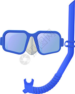 蓝色浮潜面具 潜水装备 极致的暑假休闲理念图片