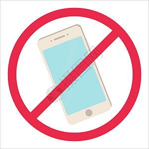 没有电话标志 红色智能手机禁止规则符号 特写电话 不允许的概念 在白色上孤立的卡通风格的股票矢量图片