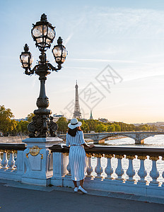 巴黎亚历山大大桥 欣赏法国首都巴黎著名的地标亚历山大三世桥纪念碑地标女性金子艺术圆顶帽子旅游假期建筑学图片