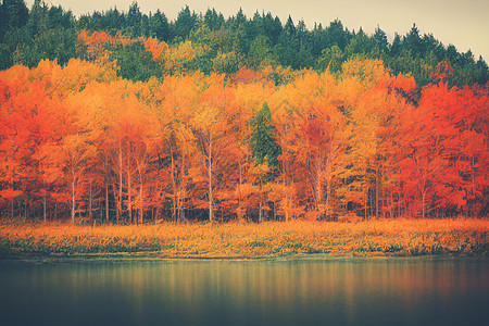 3D 说明 有选择性地集中 模糊 多彩的森林景观秋天Hd壁纸树木风景季节橙子树叶叶子荒野环境木头天线图片
