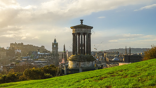 爱丁堡老城景象城市建筑学城堡地平线天际建筑日落结构文化纪念碑图片