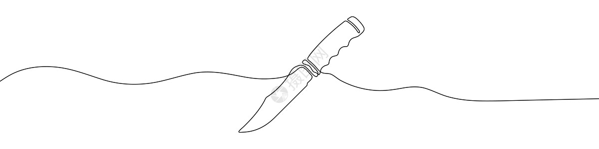 一把刀的连续直线画 刀子线性背景刀刃艺术一条线涂鸦厨房绘画菜单餐厅烹饪刀具背景图片