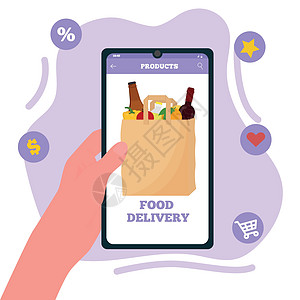 产品在线定购单 平面矢量图技术服务篮子营销手机销售蔬菜互联网食物命令图片
