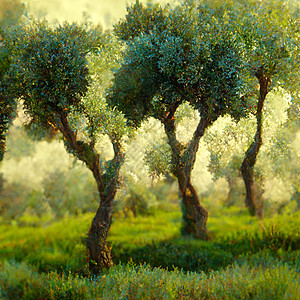 意大利有橄榄树种植的橄榄园树叶树干文化种植园蔬菜土壤草地花园场地植物图片