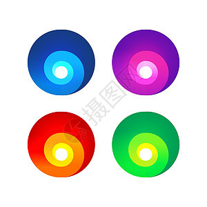 色彩多彩的抽象螺旋迹象绿色粉色按钮蓝色橙子插图圆形紫色黄色白色图片