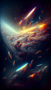 空间史诗现实银河系插图行星科学蓝色紫色星星世界日落黑色墙纸星系图片