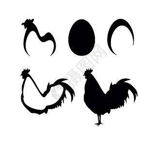 鸡和农场矢量图标羽毛女性动物家畜母鸡插图男性家禽耳朵小麦图片