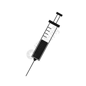 带针的医疗注射器图标 适用于疫苗注射 疫苗接种插图 带针头的注射器 矢量图图片