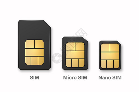 矢量 3d 逼真的黑色塑料 Sim Micro Sim Nano Sim 卡模板集隔离 用于样机 品牌的 Sim 卡设计模板 顶图片