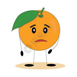 有意思的橙子 长着可爱脸蛋的橙子 平面矢量插图漫画橘子热带情感叶子微笑水果快乐营养食品图片