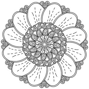 曼达拉花朵 配有圆形花瓣和阴影 以幻想盛开的形状图片