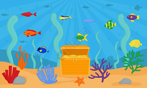 水族馆海藻无缝模式 海洋植物 海藻树叶海滩收藏植物学海绵藻类卡通片插图热带杂草图片