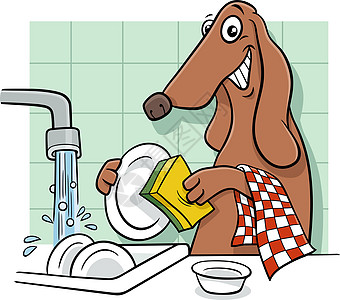 卡通狗狗动物性格洗碗盘图片