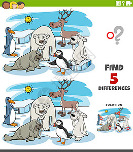与卡通极地动物字符的差别游戏图片
