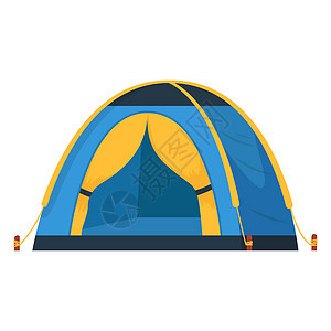 搭建旅游帐篷 用于旅行和在白色背景上隔离的露营 Flat矢量图图片